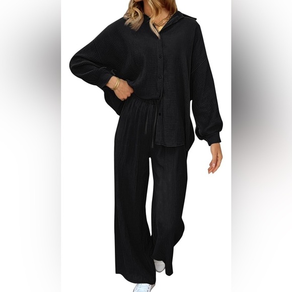 BIN#2 - AMAZON Women’s S 2 Piece Long Sleeved and wWide Legged Palazo Pants - Picture 1 of 4
